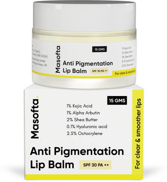 Masofta Anti Pigmentation Lip Balm for Removing Pigmentation with Kojic Acid-SPF 30PA++ Flavour Free