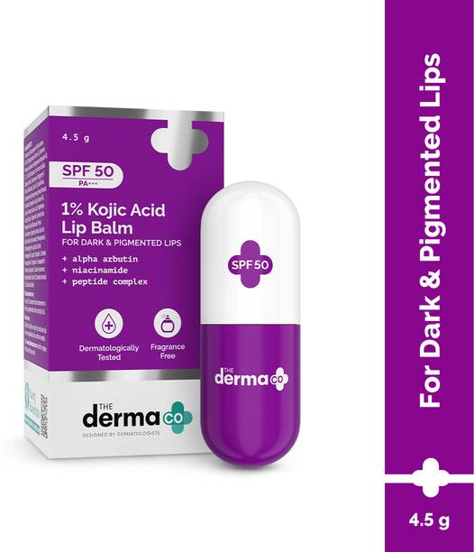 द डर्मा को 1% Kojic Acid Lip Balm (4.5 g) Lightens Dark & Pigmented Lips | SPF 50