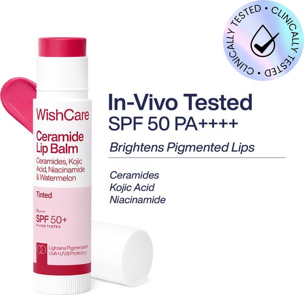 WishCare Tinted Lip Balm SPF50 PA+++ For Women|Brightening & Hydrating |In-Vivo tested Watermelon