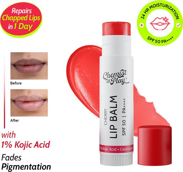 केमिस्ट एट प्ले Cherry Lip Balm | Repairs Chapped Lips | Brightens Dark Lips | 1% Kojic Acid