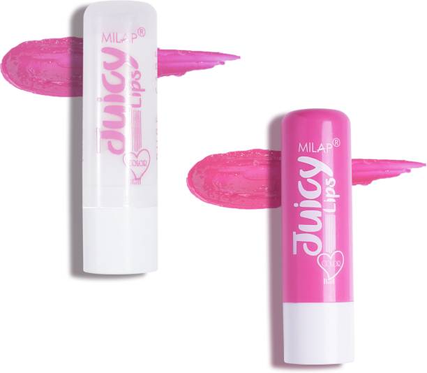 MILAP Juicy Lip Balm with SPF 15, 12 HR Moisture & Shine, Sooth Dry & Chapped Lips Candy Floss and Pure Care