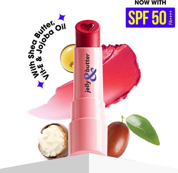 BLUE HEAVEN Jelly & Butte Lip Balm with SPF 50, Pink Rose Shea Butter, Jojoba Oil, vitamin E