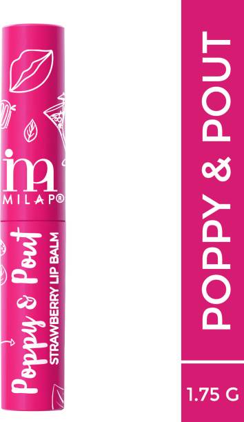 MILAP Poppy & Pout Strawberry Lip Balm withVitamin E|Lips Hydrated & Moisturized 1.75G Strawberry