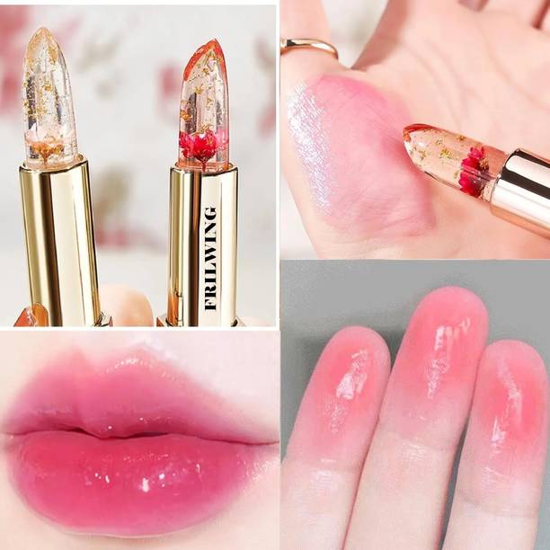 FRILWING Pack of 2 Korean Flower Gel Lip Balm Lightweight Daily Hydration Fruity