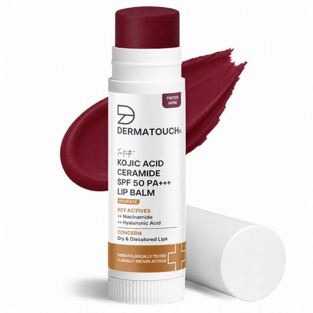 Dermatouch Kojic Acid Ceramide SPF 50 PA+++ Cherry Red Lip Balm for Pigmented & Dry Lips Tinted Wine
