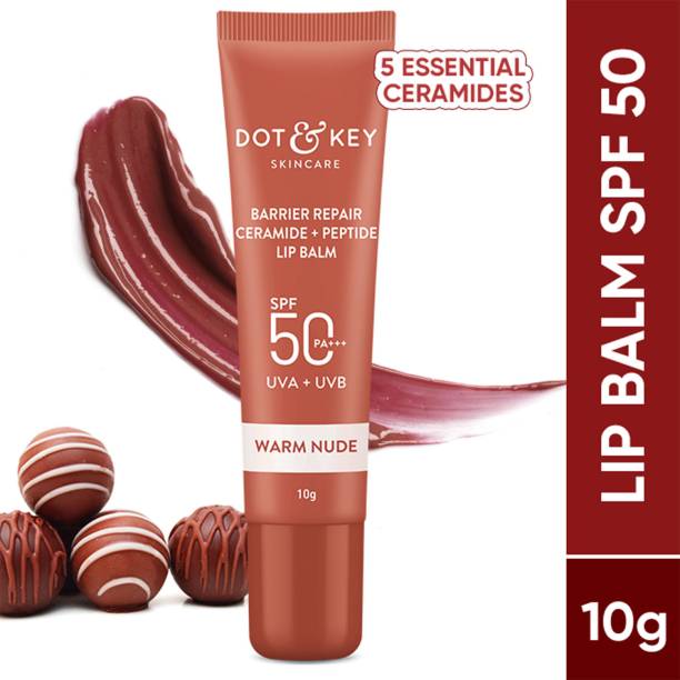 Dot & Key Ceramide & Peptide Barrier Repair Lip Balm SPF 50 PA+++|Warm Nude|Soft Tinted Caramel