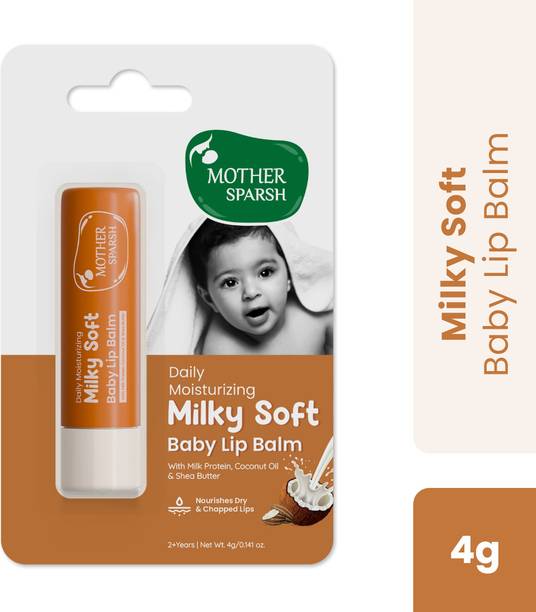 Mother Sparsh Milky Soft Lip Balm for Babies, Nourishes Dry Chapped Lips With Milk Protein Coconut