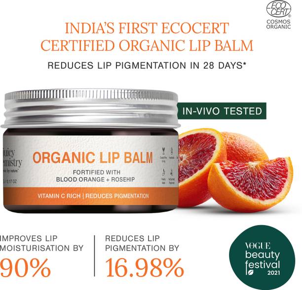 जूसी केमिस्ट्री Organic Lip Balm Moisturising & Brightening For Women & Men 100% Natural