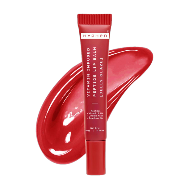 HYPHEN Tinted Lip Balm | Brightens Dark Lips | 1% Vitamin E, Peptide | Jelly Glaze, Red Fruity