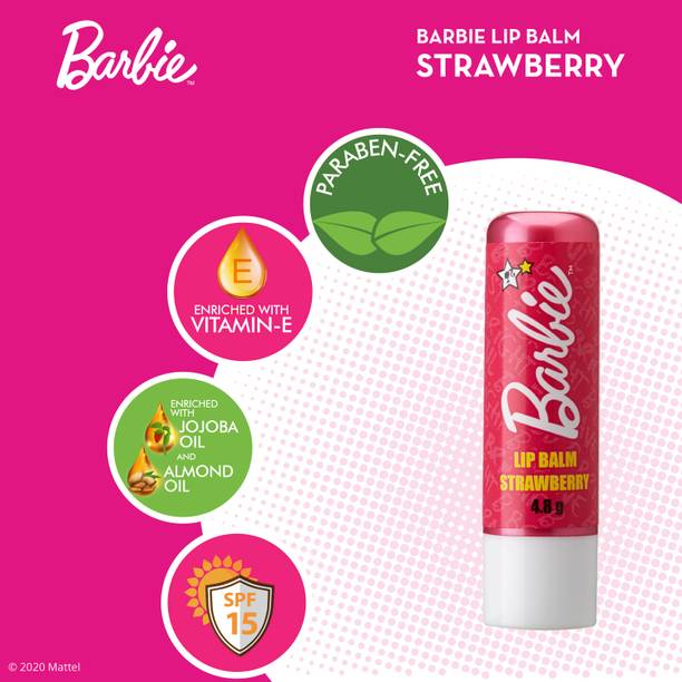 BARBIE Lip Balm + FREE Nail Polish | Enriched With Jojoba Oil, Almond Oil & Vitamin E | Strawberry