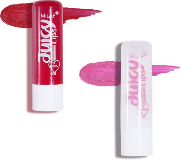 MILAP Juicy Lip Balm with SPF 15, 12 HR Moisture & Shine, Sooth Dry & Chapped Lips Cherry and Pure Care