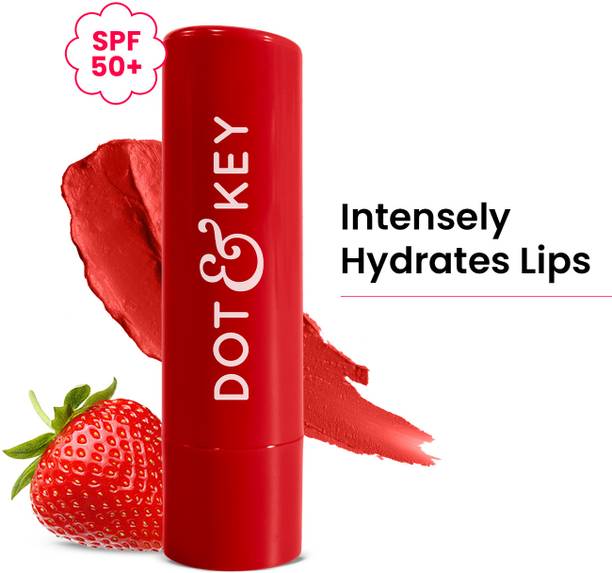 Dot & Key Barrier Repair Hydrating Lip Balm SPF 50 | Strawberry Red|Soft Tinted Chapstick Strawberry