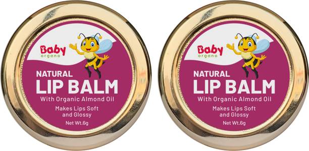 BabyOrgano Organic Chemical Free Beetroot Baby Lip Balm for Dry, Chapped Lips 8gm Pack 2 Beetroot