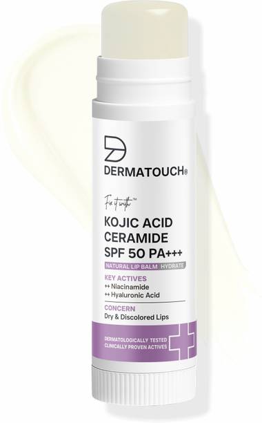 Dermatouch Kojic Acid Ceramide SPF 50 PA+++ Natural Lip Balm for Pigmented & Dry Lips Shea butter