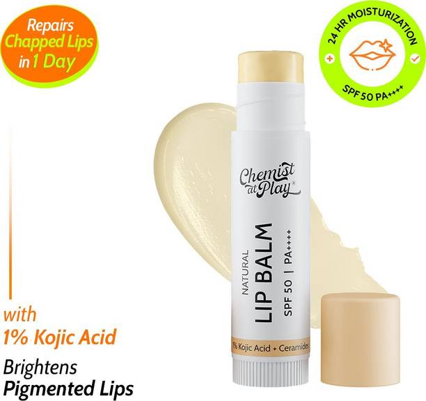 Chemist at Play Natural Lip Balm | Repairs Chapped Lips | Brightens Dark Lips | SPF 50 PA++++ Natural