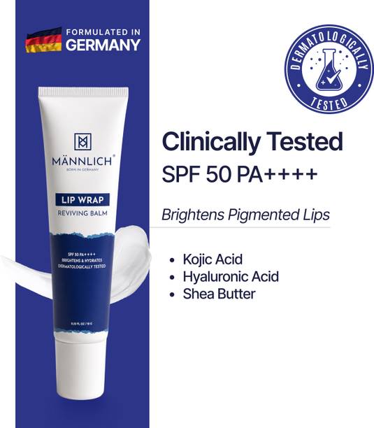 Mannlich Lip Brightening Balm for Dark Lips | SPF 50, 2% Kojic Acid & 1% Hyaluronic Acid Unflavored