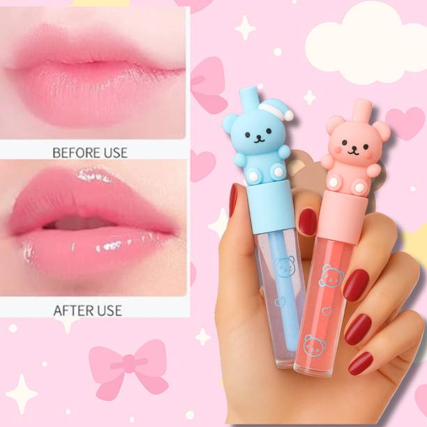 HUDA CRUSH 2 Pcs Transparent Liquid Lip Gloss Tint Combo Waterproof Glossy finish for Women