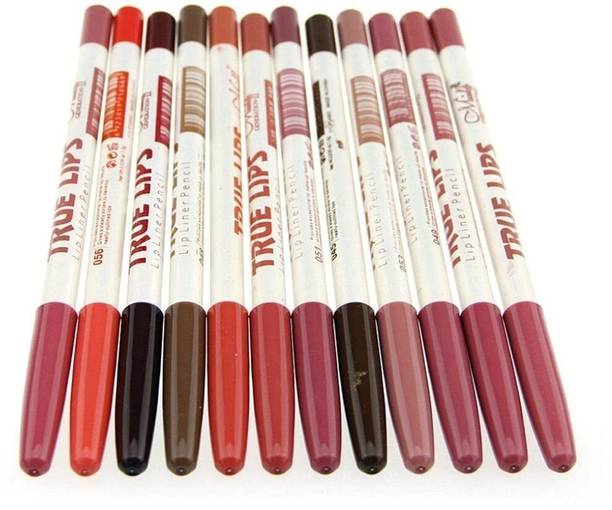 COSMO VIBES 100 % True Lips Natural Lip Liner Pencil(12Pcs)