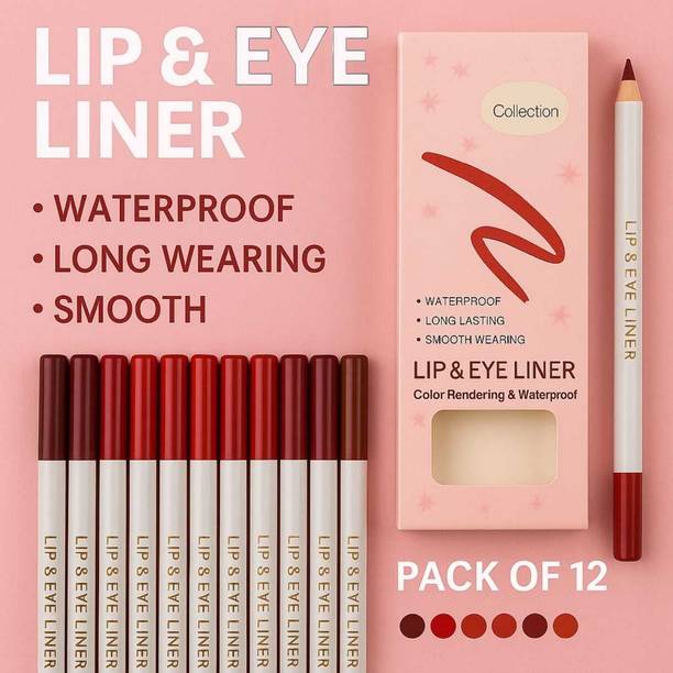 FIDAH Multicolor Lip & Eye Liner Pencil Set Pack of 12