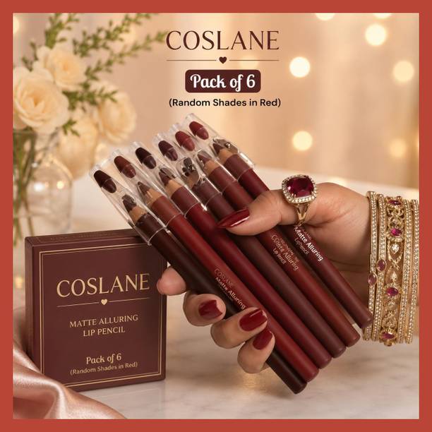 coslane Sculpting Velvet Matte Lip Pencil Set - 6-Piece Alluring Reds
