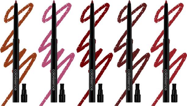 COLORESSENCE Lip Liner Combo of 5 Shades| Longlasting & Waterproof | Inbuilt Sharpener