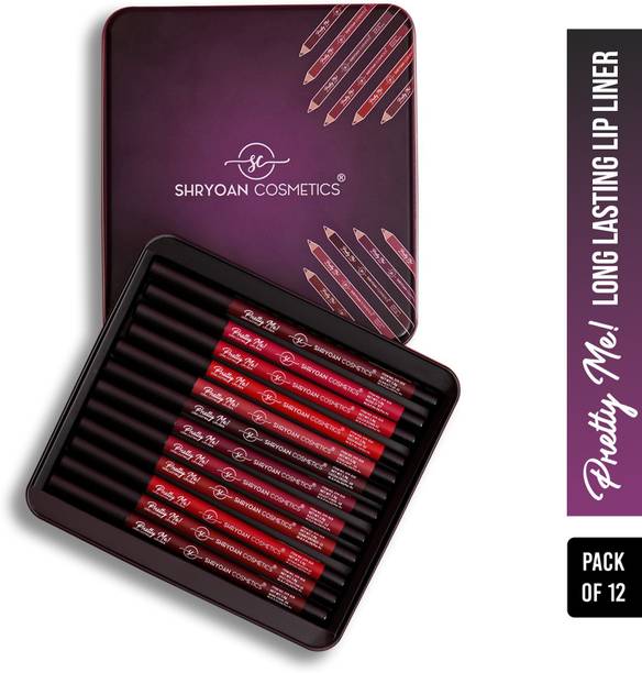 Shryoan Pretty Me Bold Lipliner & Eye Liner Pencil Set of 12 | Smudge Proof & Waterproof