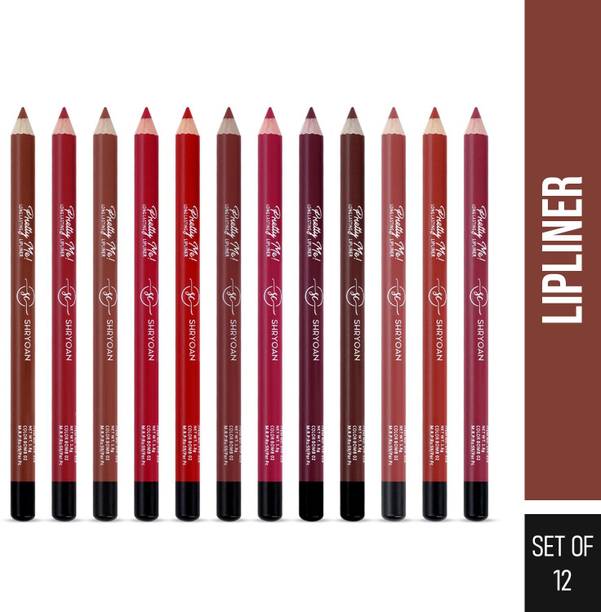 Shryoan Pretty Me Bold Lipliner & Eye Liner Pencil Set of 12 | Smudge Proof & Waterproof