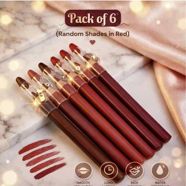 BAJAJ BEAUTY SHOP Premium quality matte lip liner set of 6 lip pencil with built in sharpner