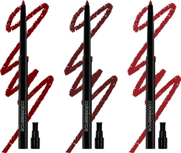 COLORESSENCE Lip Liner Combo of 3 Shades| Longlasting & Waterproof | Inbuilt Sharpener