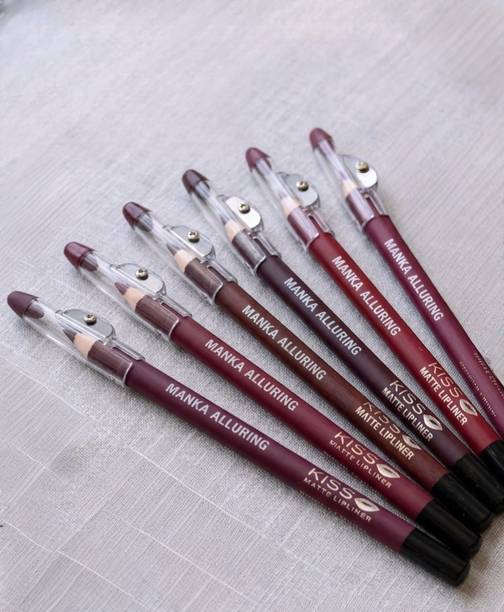 Manka Alluring 2-in-1 Kisso Matte Lip Liner & Crayon Pencil Lipstick (Pack of 6)(Random Shades)