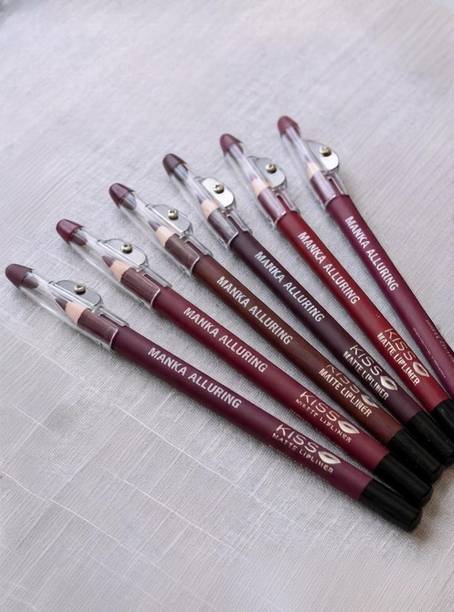 Manka Alluring 2-in-1 Kisso Matte Lip Liner & Crayon Pencil Lipstick (Pack of 6)(Random Shades)