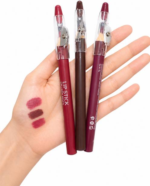 BAJAJ BEAUTY SHOP Smooth Matte Waterproof Lip Liner Pencil Set of 3
