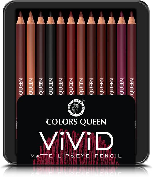 COLORS QUEEN Vivid Matte Lip & Eye Pencil, Long Lasting & Waterproof Lip Liner Pencil set