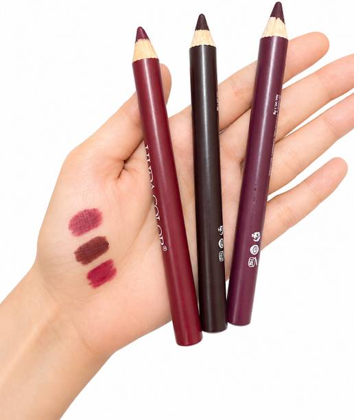 MACMOJI 3 Pcs Matte Lip Liner Pencil Set with Sharpener Cap