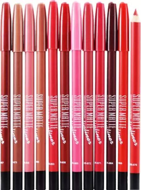 Herrlich Waterproof Soft Perfect Matte Lip Liner Pencil Set of 12