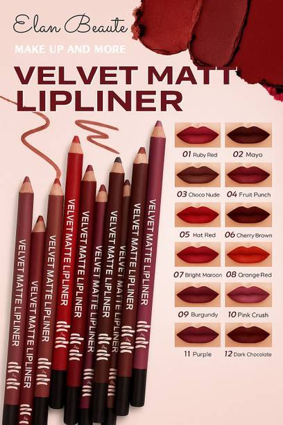 Elan beaute MM Velvet Matte Long Stay Lip Liner Pencil Box