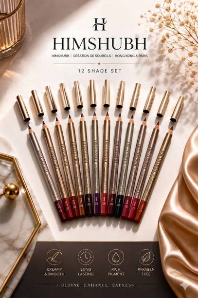 Himshubh Matte Lip & Eye Liner Pencil Set of 12 | Waterproof, Smudge-Proof, Long Lasting