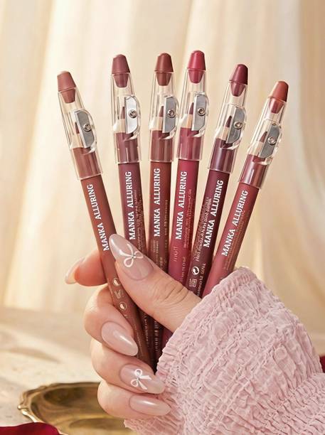 Manka Alluring Lip Liner Pencil, Nude Edition, Pack of 6, Random Shades (Multicolor)