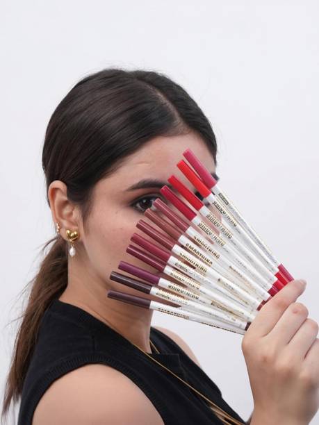 HUDA CRUSH 12-Color Lip Liner Pencil Set for Women & Girls Waterproof Long Lasting Matte