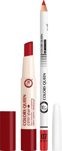 COLORS QUEEN Color Stay Long Lasting Matte Lipstick Combo with Lip Liner Pencil