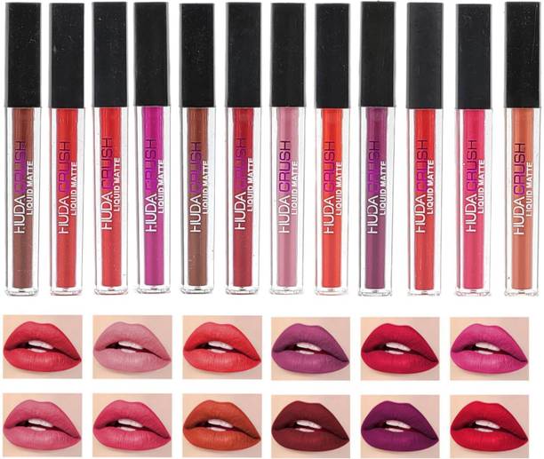 HUDA CRUSH Edition Set f12 Liquid Lipsticks Matte Finish Long Lasting Combo