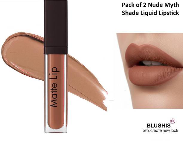 BLUSHIS HD Beauty Non Transfer Liquid Waterproof Matte Lipstick Pack of 2 Shade Nude