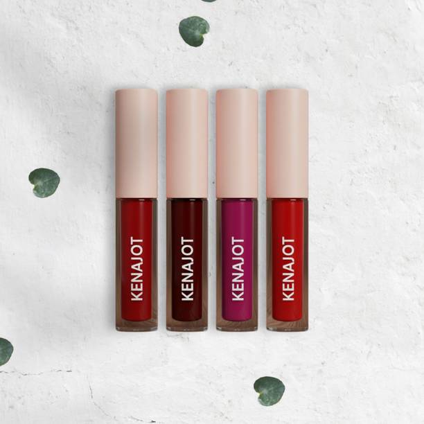 KENAJOT Red Edition 4-in-1 Smudge Proof Liquid Lipstick | 12Hr Long Stay