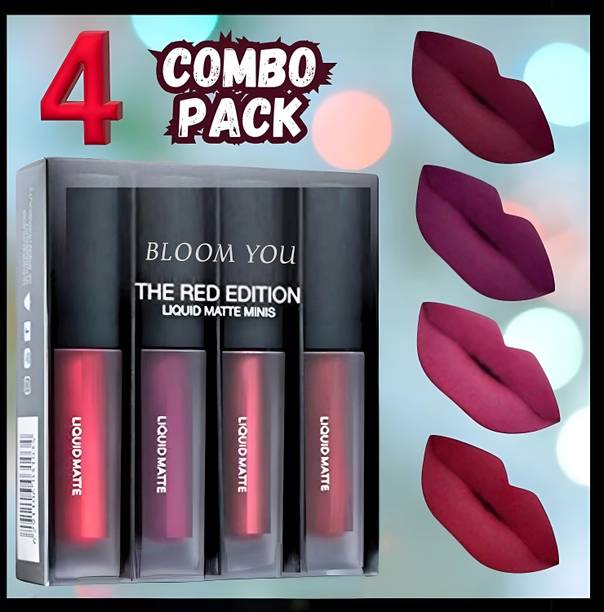 Jaira Ruby Blush 4-in-1 Lipstick Set | Long-Lasting Matte Red Liquid Lipsticks