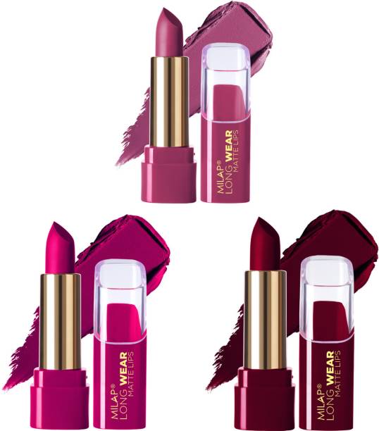 MILAP Long Wear Waterproof Matte Lipstick Smudge Proof Lipstick Combo Set of 3