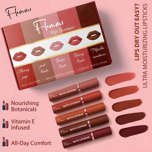 Flemmi Lip Colour, Lightweight,Ultra-Intense Matte,SmudgeProof,TransferProof,8-Hrs Stay