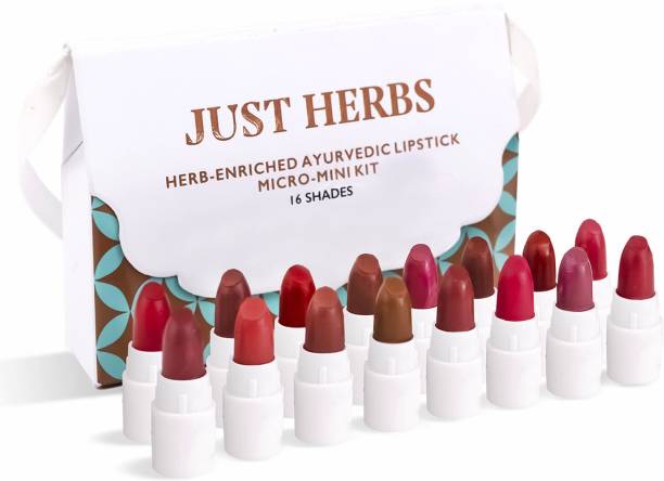 Just Herbs Ayurvedic Lipstick Micro-Mini Trial Kit - 16 Shades