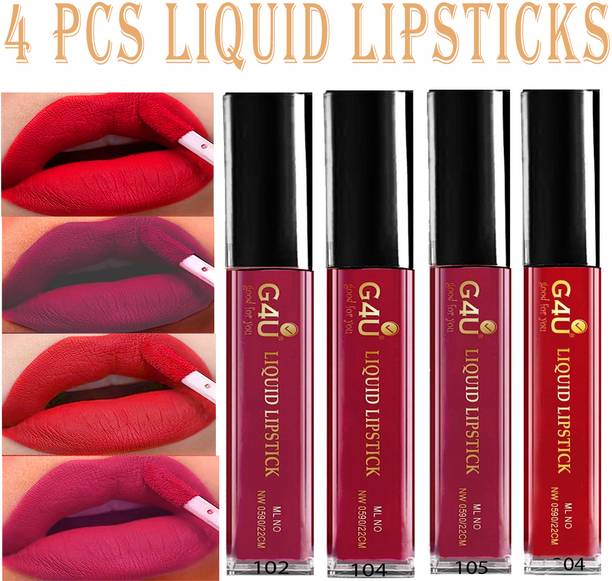 G4U Liquid Lipstick Set 4 Colors Cherry, Wild Rose, Mocha, Red102-104-105-04