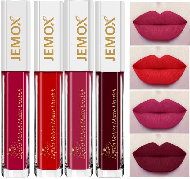 JEMOX Beauty SuperStay WaterProof Sensational Liquid Matte Red Lipstick Set of 4