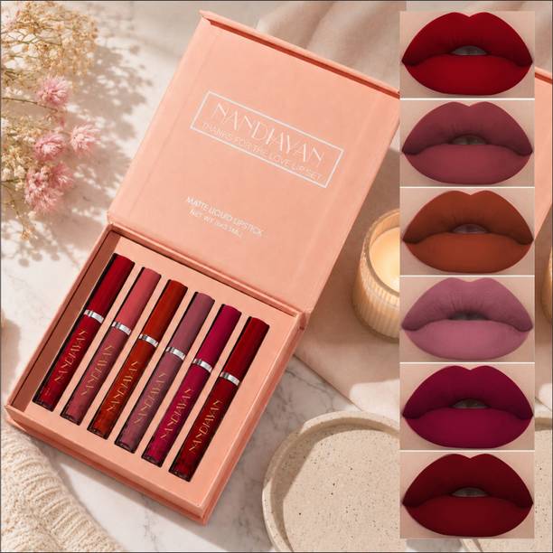 Nandiayan 6 Pcs Waterproof Matte Liquid Lipstick for Women Set - A